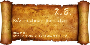 Kürschner Bertalan névjegykártya